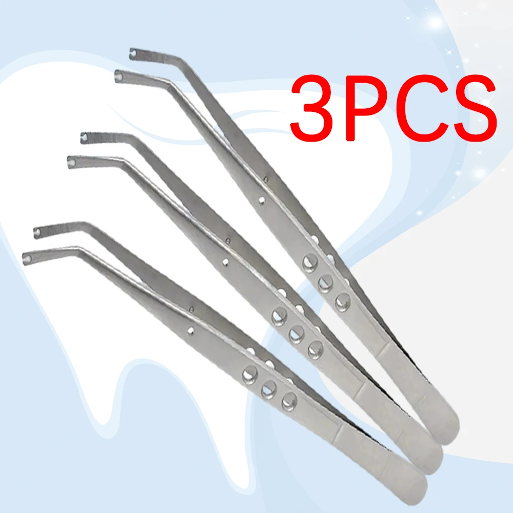 

3 Piece Stainless Steel Serrated Surgical Tweezers 15.5 cm for Stitching Cotton Dressing in Medical and Dental Use
