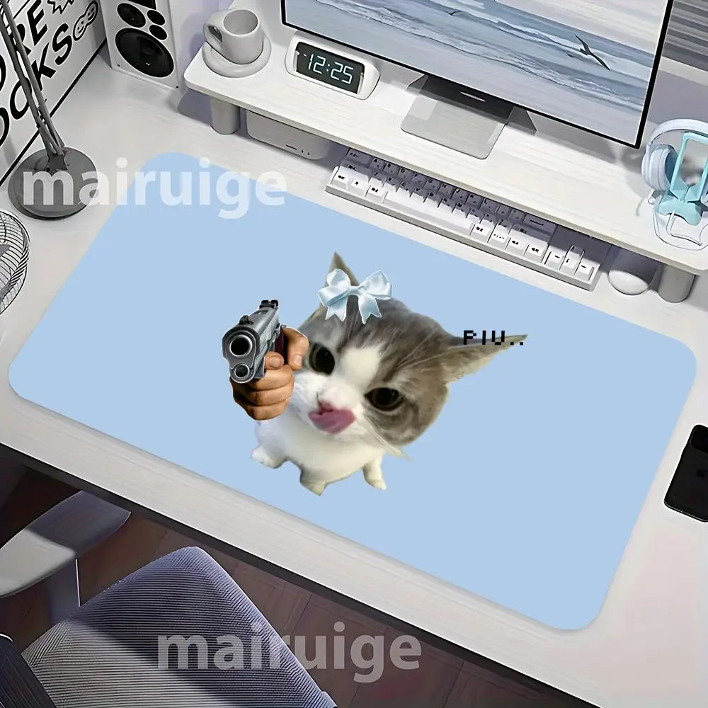 

Забавный коврик для мыши Cat Meme, большой коврик для компьютерной офисной игры, настольный коврик XXL, резиновые противоскользящие коврики для клавиатуры ПК с прошитыми краями, длинные настольные коврики