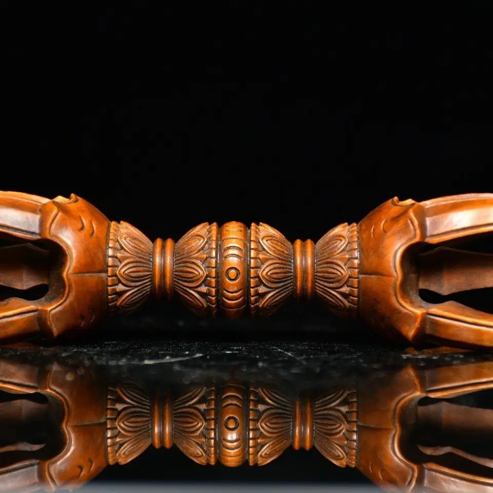 Hand Carved Wood Vajra of subduing demons Statue Figurine Desktop Ornaments Home Decoration