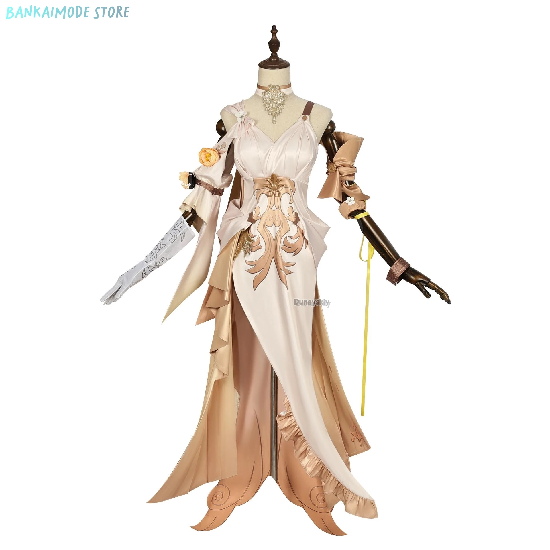 Aglaea Cosplay Game Honkai: Star Rail Costume Golden Wig Elegant Gorgeous Formal Dress Halloween Party Role Play Clothing Set