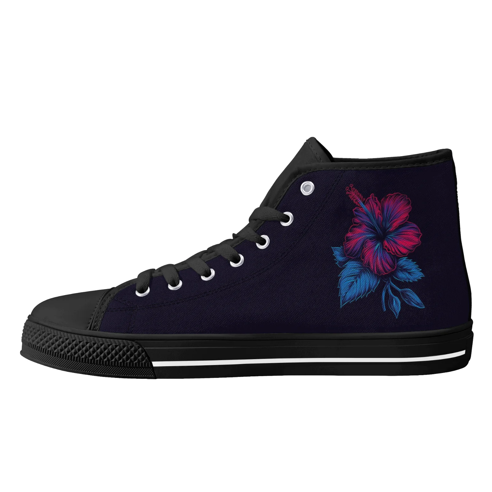 

Custom Shoes Flower Print Women Vulcanized Shoes Classic High Top Canvas Shoes Flats Sneakers Footwears