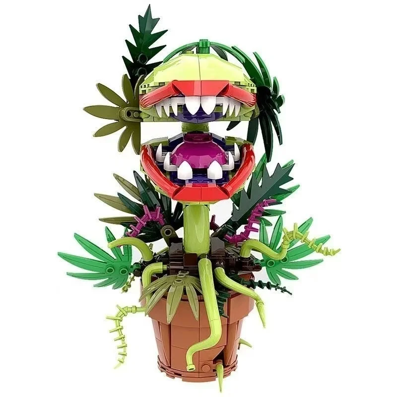 Anime Audrey II piraña planta flor bloque de construcción Chomper plantas en macetas horrores flor ladrillos juguete para chico regalo de Halloween