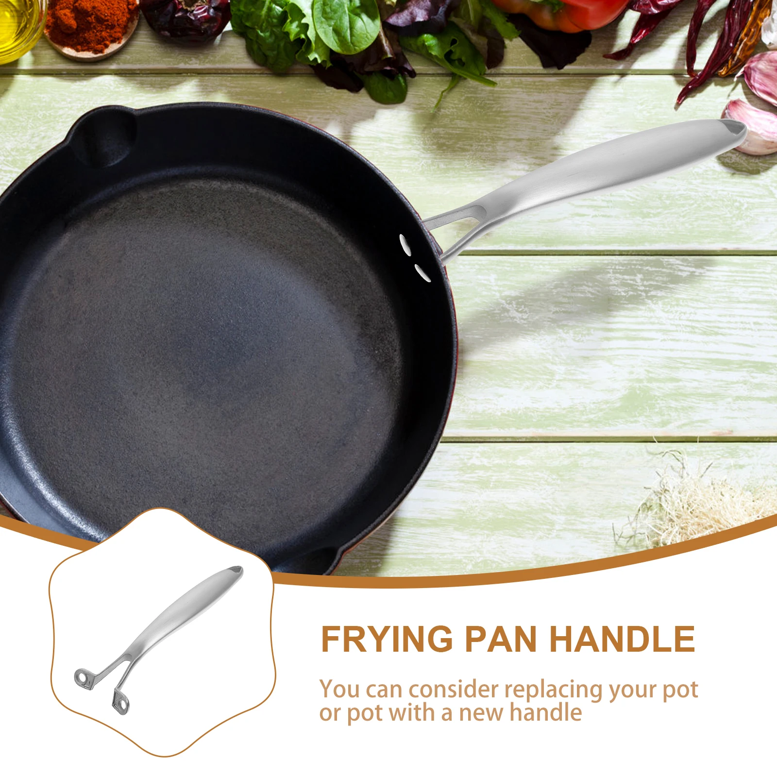 

Non-Slip Stainless Steel Pot Handle Detachable Anti-Scalding Grip for Frying Pan Milk Pot Replacement Cooking Utensil Accessory