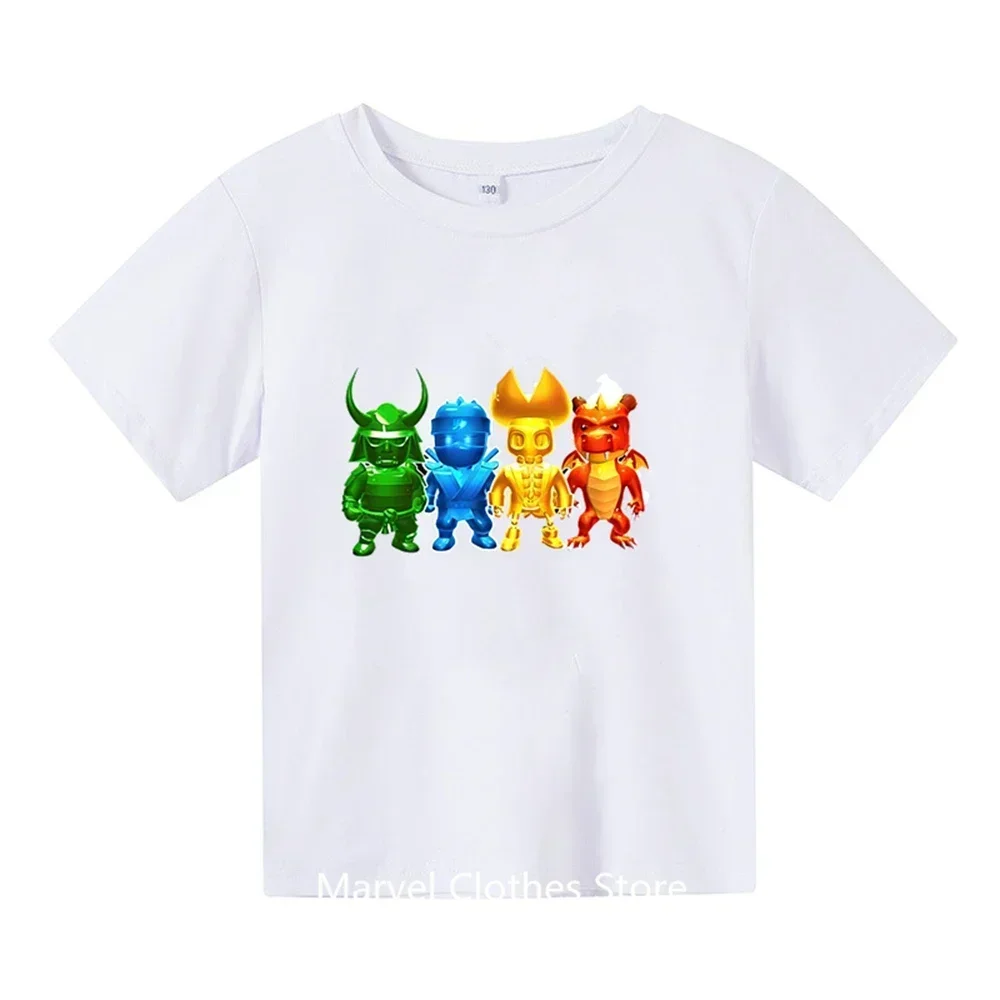 Hot Sale Stumble Guys Tshirt Kids Funny Game Boys T-Shirts Cartoon Baby Girls Clothes Boys Summer Casual T shirt Children Tops