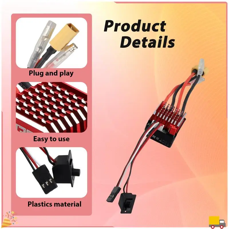 Controlador de velocidad eléctrico cepillado ESC RC Car 60A 6V/2A BEC reemplazo para coche 1/10 RC