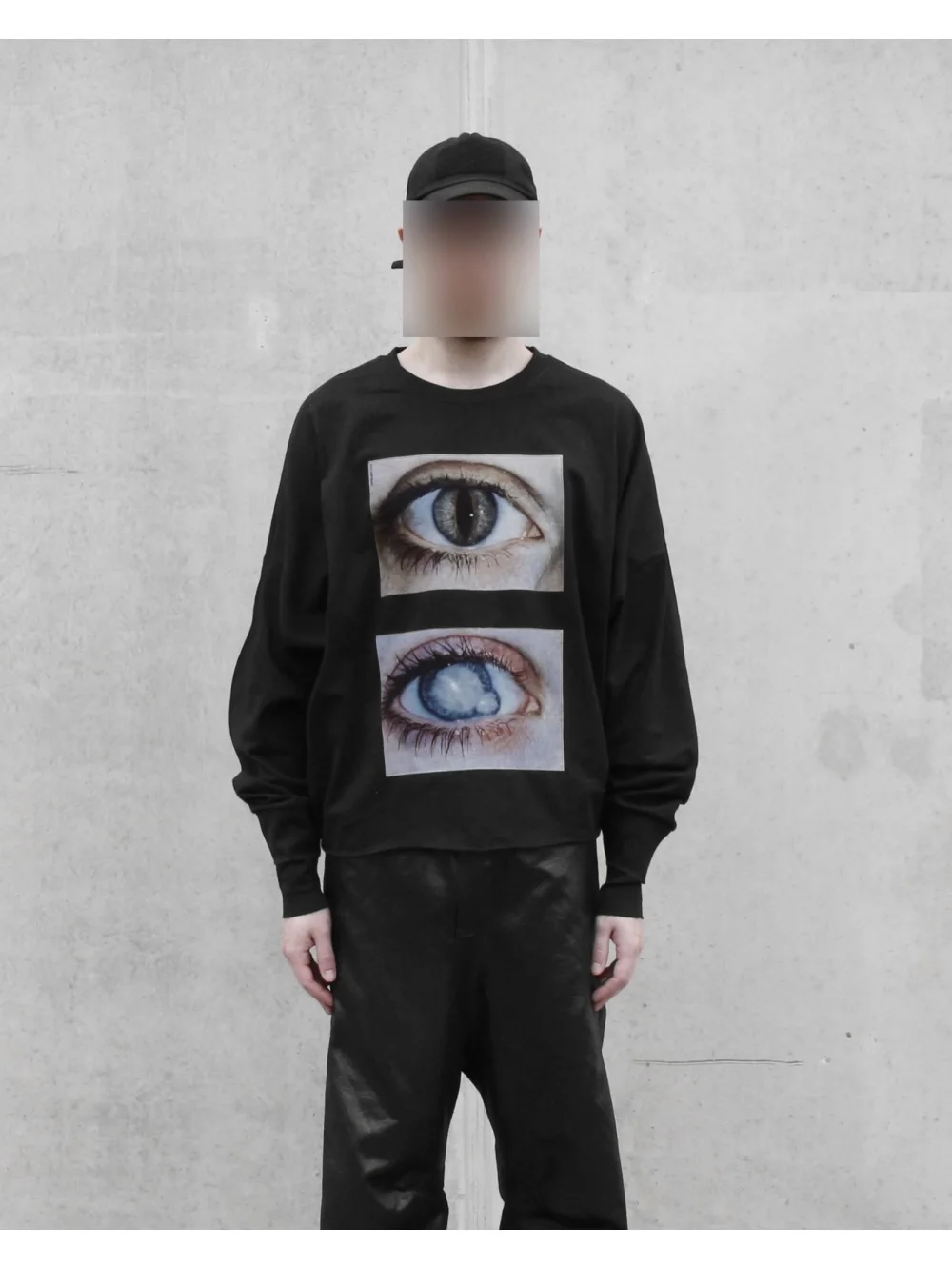 2026 New Dark Gothic Realistic Double Eye Printed Long Sleeve Versatile Top Punk Street Trend Fashion Y2K Decadent Style Niche
