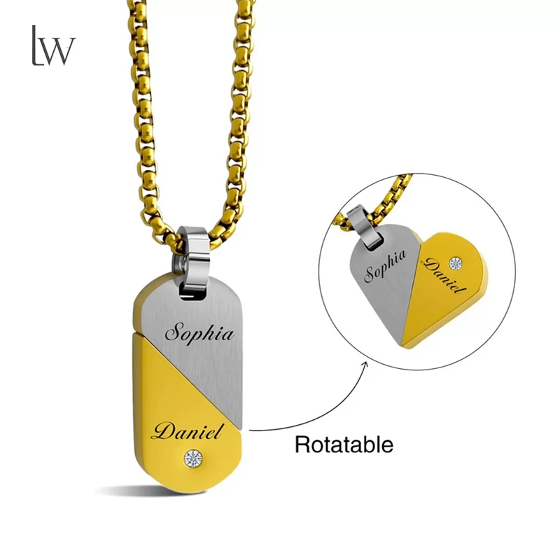 مخصص القلب قلادة للنساء شخصية القلب لغز مطابقة القلائد الفولاذ المقاوم للصدأ مخصص النقش اسم/تاريخ قلادة