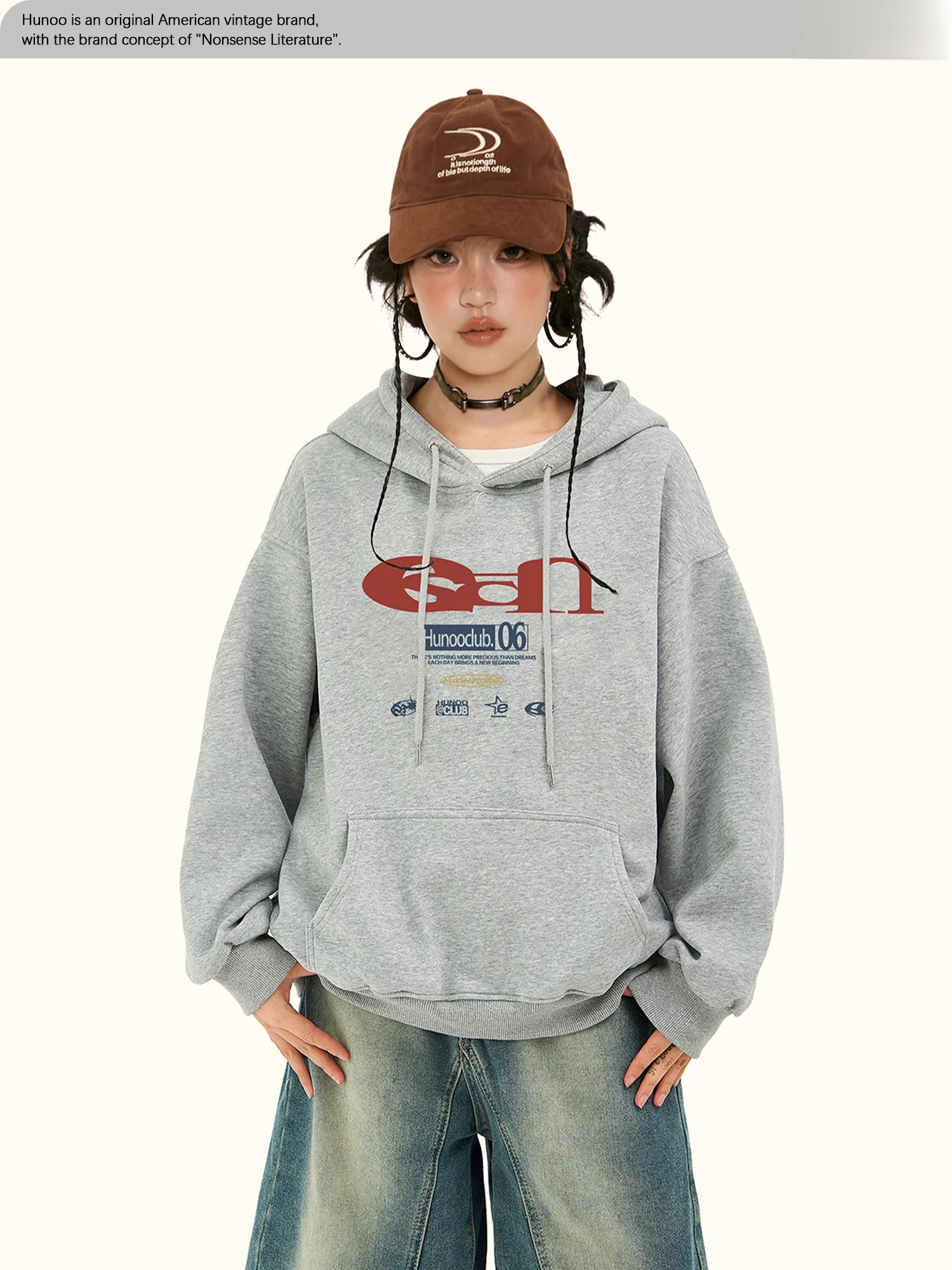 

Ho American Sle Casual Hoodie Sweatirt Women's Loose Fit Printed Couple's Loose Top Polyester Cotton Blend Long Sve