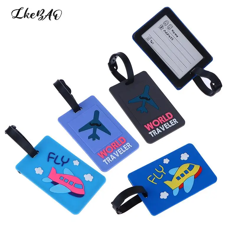 Cute Suitcase Address Label Holder Silica Ge Identifier PVC Luggage Tag Baggage Name Tags Travel Accessories