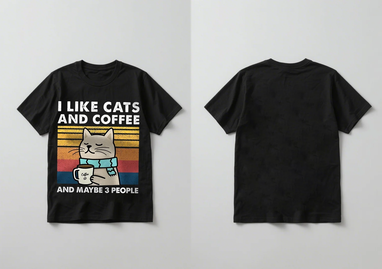 

Camiseta I Like Cats and Coffee para mujer, ropa holgada de Hip Hop, camiseta de moda con cuello redondo