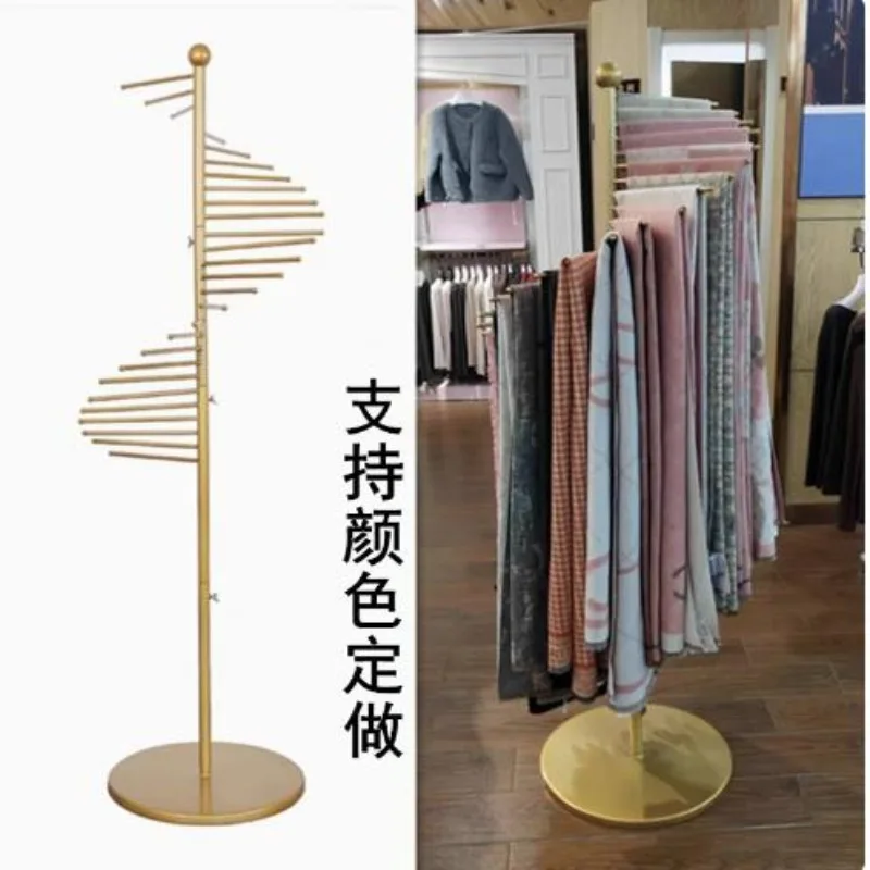 Wrought Iron Floor Scarf Rack, Hanging Display Stand for Scarves Belts Bags, Retail & Home Organizer