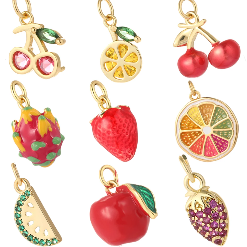 Cute Cherry Watermelon Charm Fruit Jewelry Raw Products High Quality Jewelry Wearing Earrings Necklace Bracelet Keychain Pendant