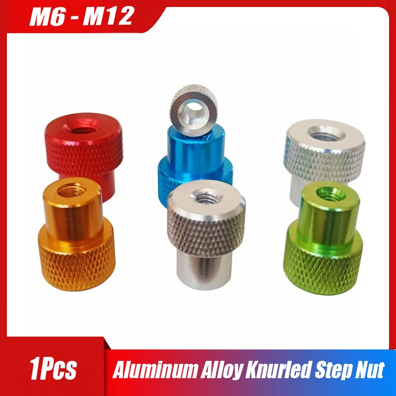 

1Pcs M10 M6 M12 M8 Blind Hole Hand Nut Aluminum Alloy Knurled Step Nut With Collar Thumb Nuts Black/Red/Aluminium
