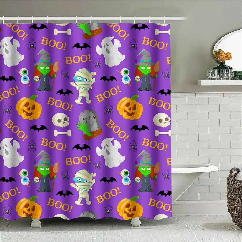 

Tuniu Halloween Ghost Bat Shower Curtain Spooky Decorations for Bathroom Kids Room Cute Phantom Print Shower Liner 72x72 inches
