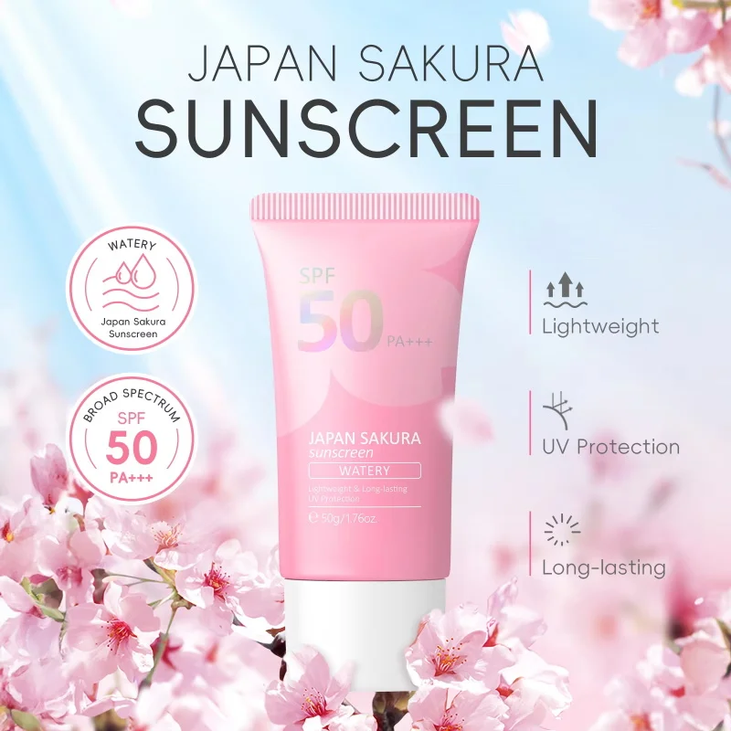 Laikou Sakura Moisturizer Sunscreen Cream Protector Facial Sun Block Spf50 Gel Isolation Lotion Face Suncream 50g