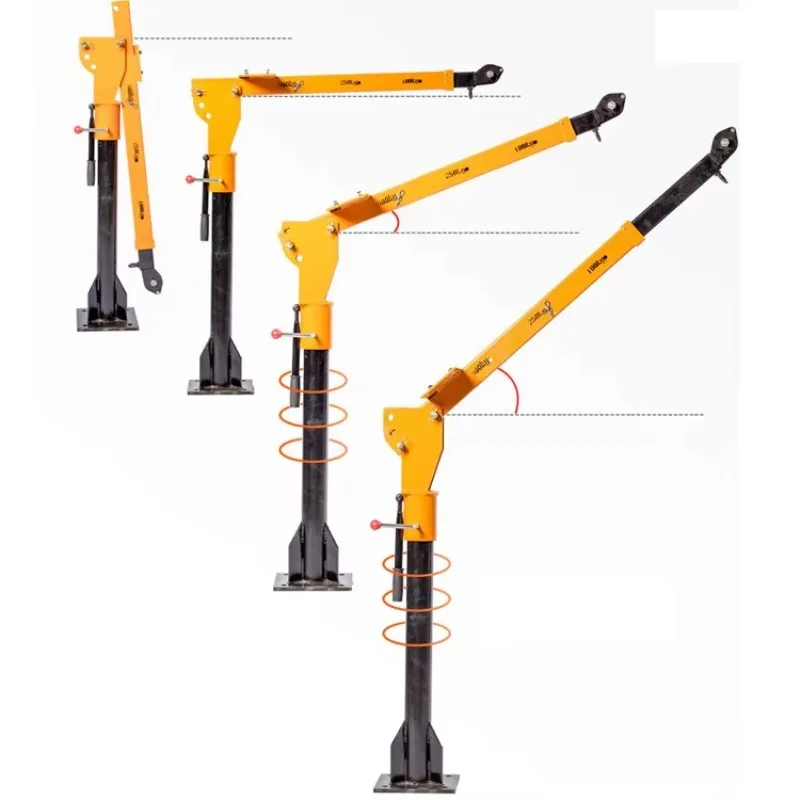 HP-1000 Electric Small Boat Lifting Crane-2T Capacity 360 Degree Rotation 2200mm Lifting Height 12V Portable Hydraulic Crane