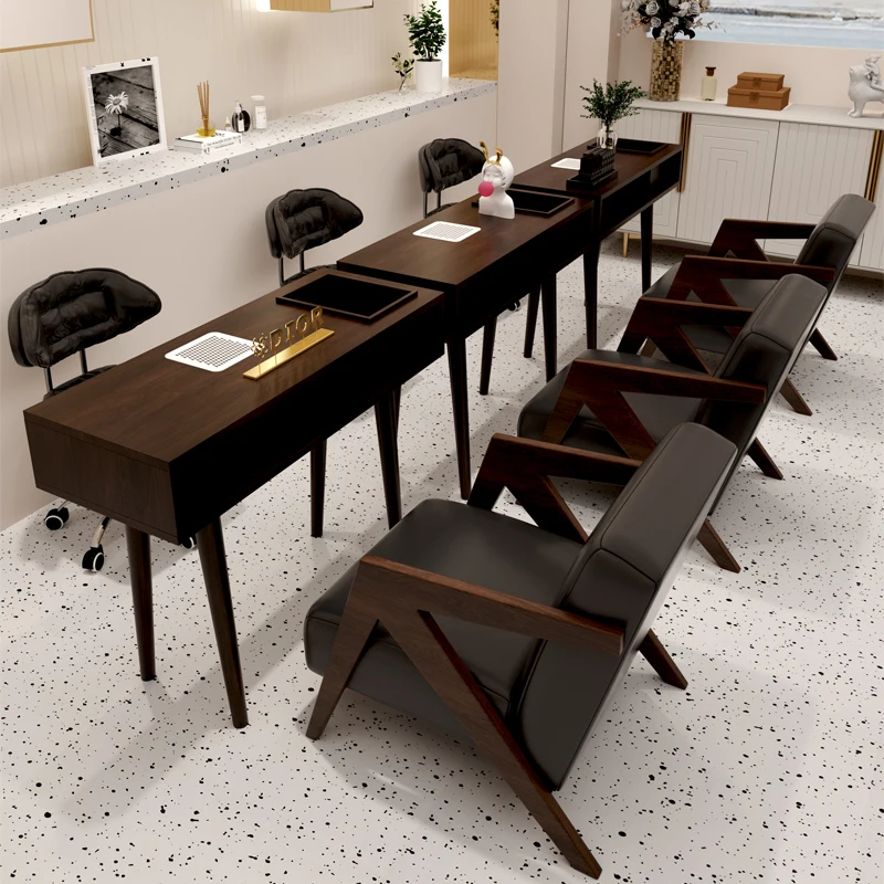 Storage Vintage Nail Desk With Dust Collector Luxury Modern Classic Nail Desk Chic Aesthetic Table Manucure Saloon Furniture