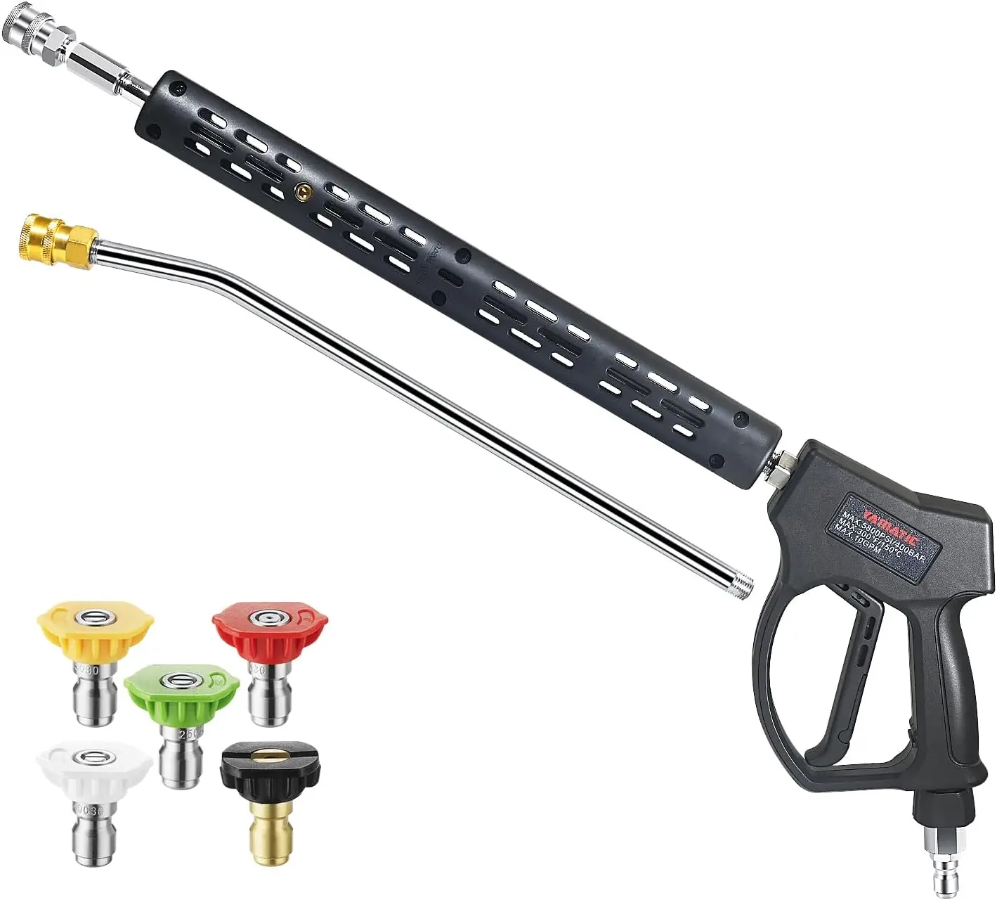 

Stainless Steel Pressure Washer Gun 5800 PSI with Swivel 3/8' Plug, Quick Connect Foam Cannon Wand