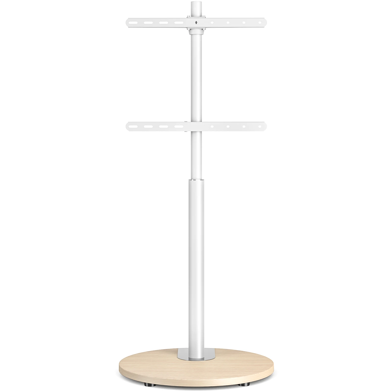 Floor-Standing TV Stand,White TV Floor Stand - 32-65 Inch Universal Bracket With Elegant MDF Round Base, Adjustable Height, Mode