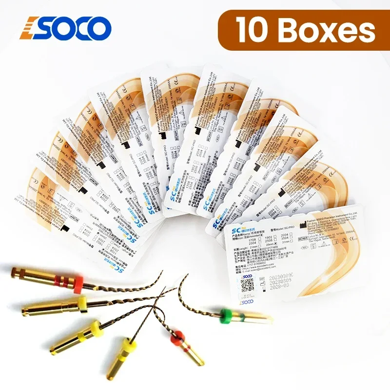 COXO SC-PRO 5/10boxes Rotary Files: Anti-broken Durable Heat Activated Gold Endodontic Instruments Reliable Root Canal Treatment