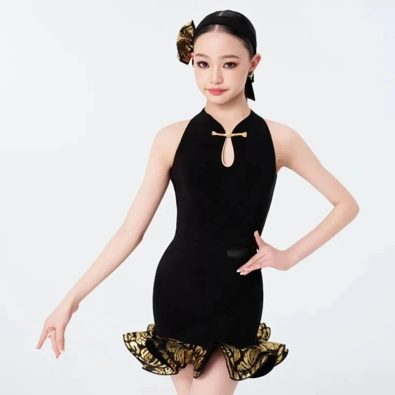 UK Latin Dance Wear Meisjes Kinderen Lente Zomer: Oosterse elegantie dansjurk, traditioneel oefenkostuum Lijndanskostuum