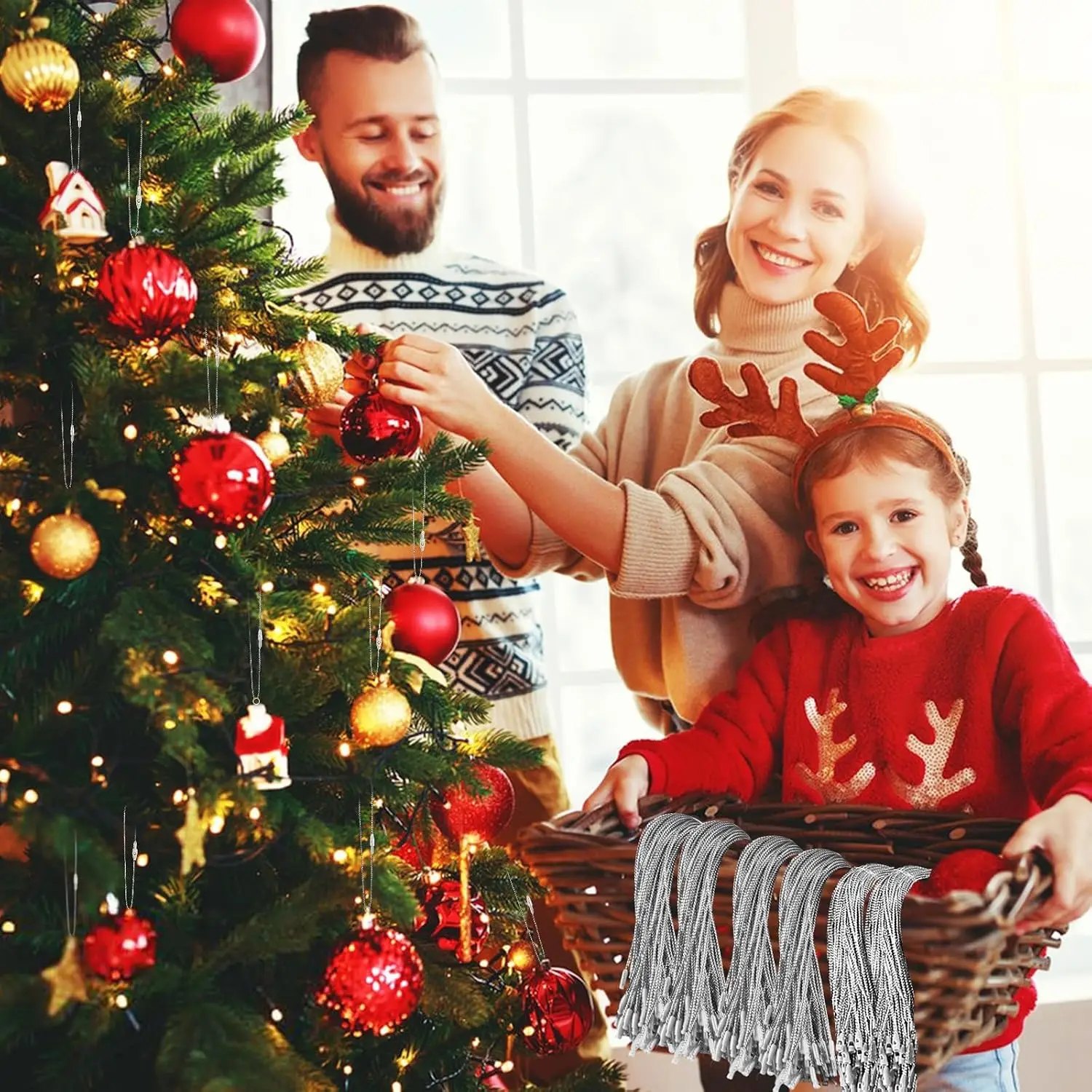 1-10Sets Christmas Ball Ornament Hanger Strings Snap Locking Pendants for Tree DIY Decor Home Party Wedding Outdoor Celebration