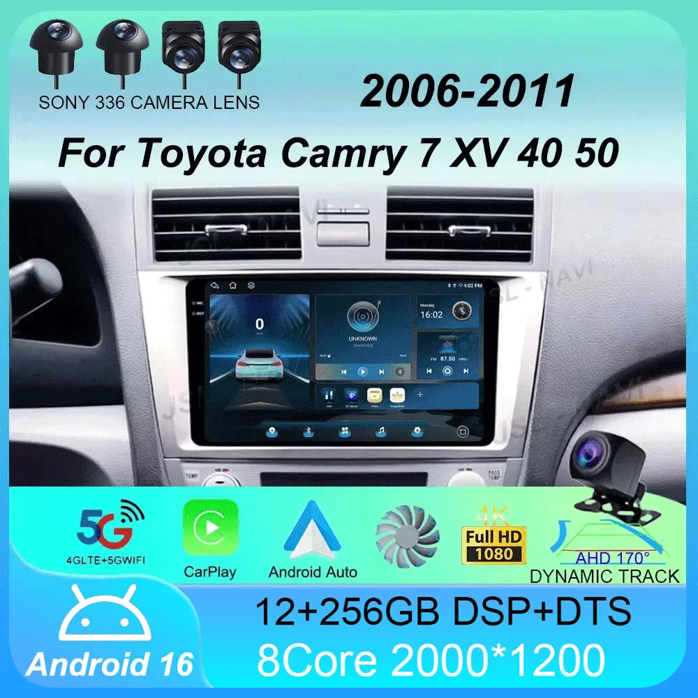 

Автомагнитола Android 16 с Carplay для Toyota Camry 7 XV 40 50 2006-2011, навигация, видео, DVD, стереосистема 2din, 4G+BT