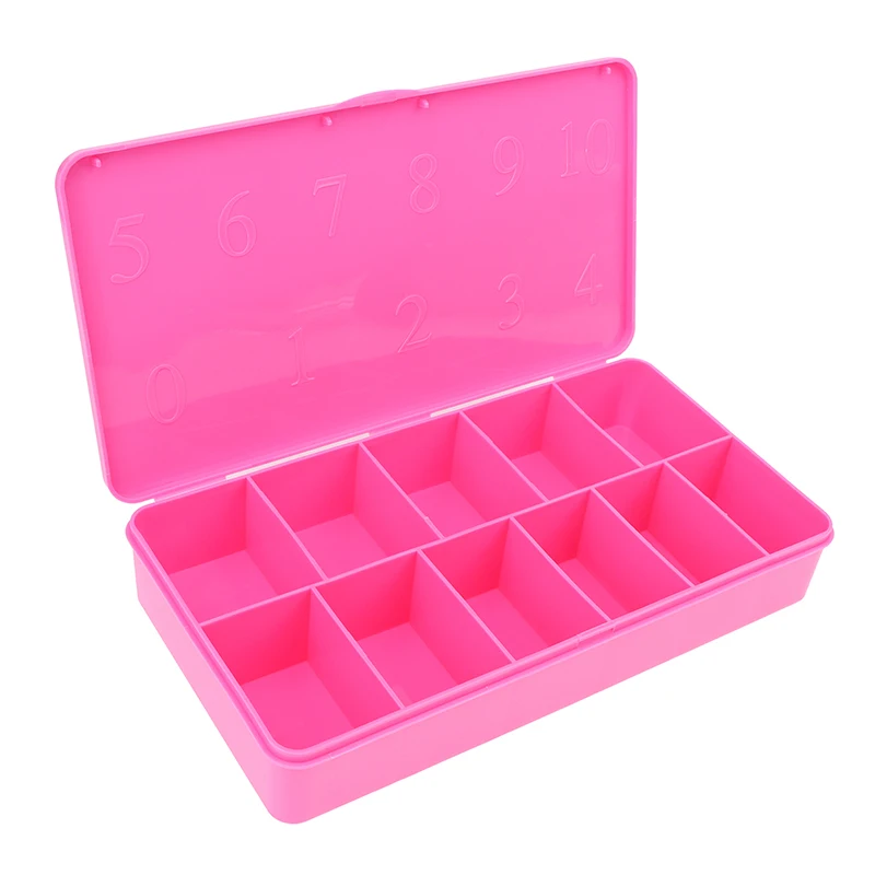 Boîte de rangement pour faux ongles en acrylique, conteneur de 2 tailles, 11 grilles