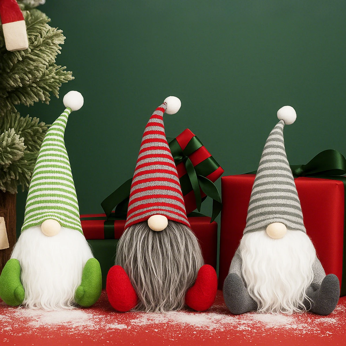 

3pcs Christmas Faceless Doll Gnome Ornaments Plush Knitting Crafts Tree Pendant Christmas Decorations for Home New Year Gift