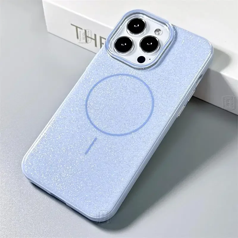 별처럼 반짝이는 광택 케이스 (아이폰 17 에어 16e 16 15 14 13 12 11 Pro Max Plus 마그네틱 무선 맥세이프 커버) 여성용 인기 상품