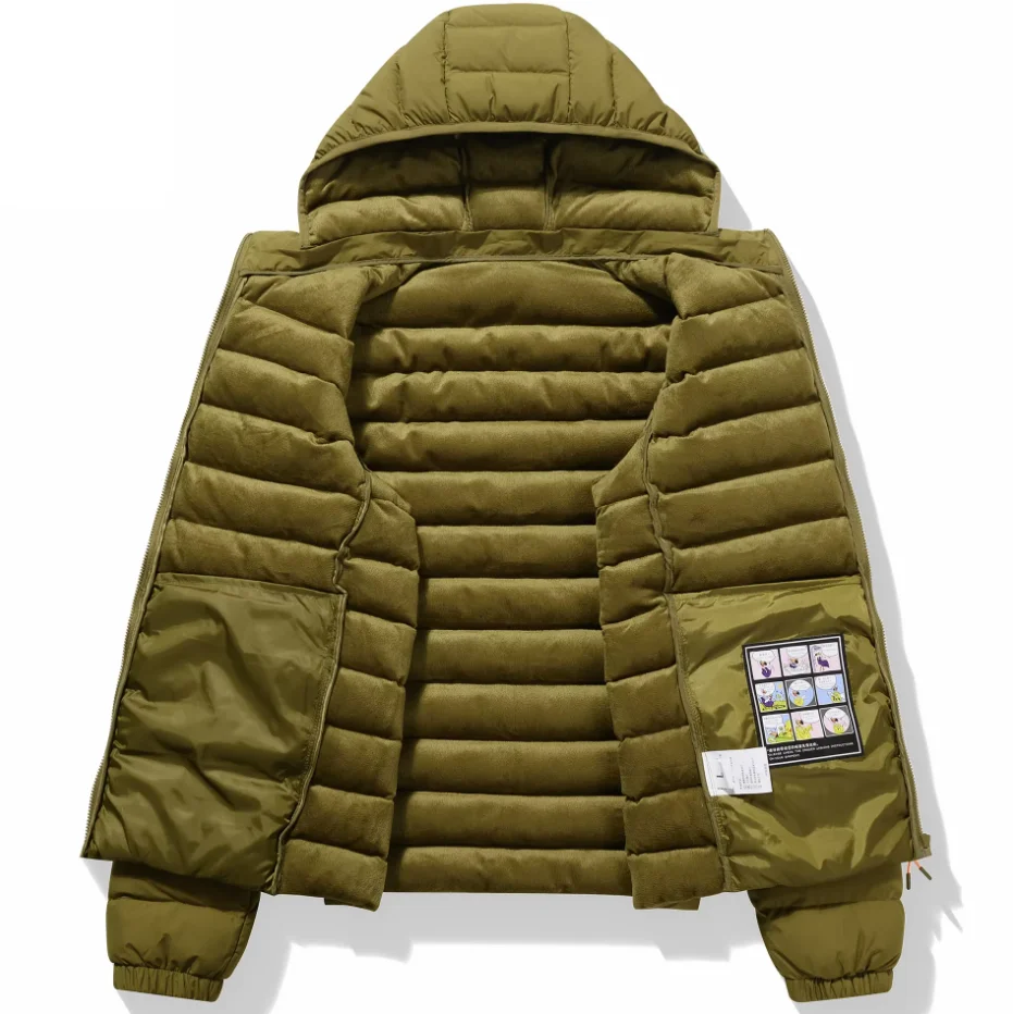 Men Hooded Lightweight Down Jackets New Fashion Multi Grid Casual Parkas Male Slim Fit Warm Coats Trendy Winter Parkas Size 4XL
