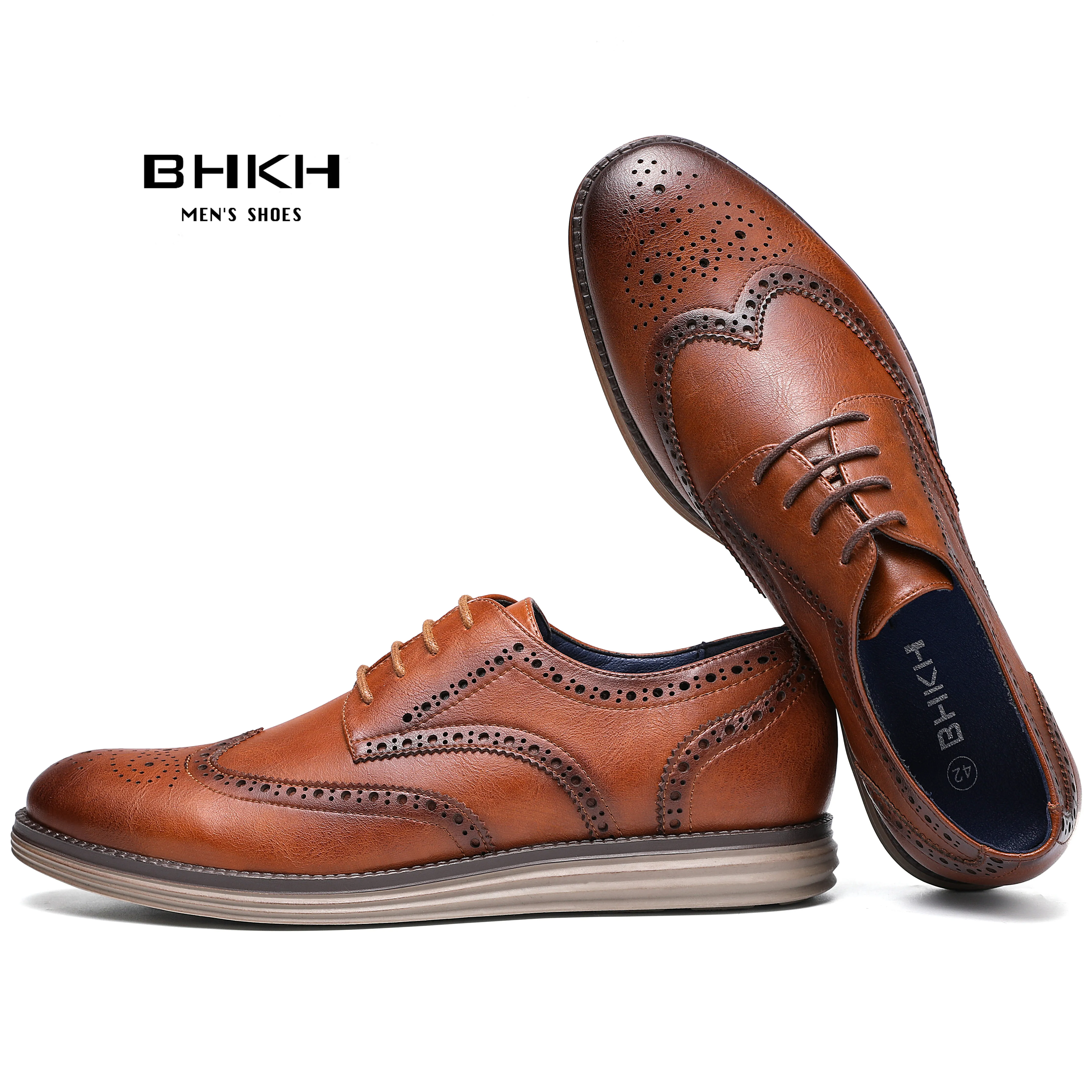 BHKH 2024 Autumn Man Dress Shoes Genuine Leather Lace-up Men Casual Shoes  Smart Business Office work Footwear Men Shoes