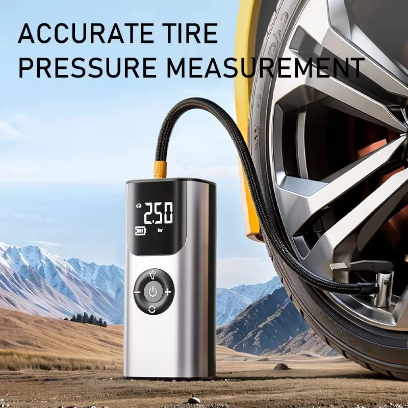 Portable Wireless Car Air Pump Rechargeable 3600mAh Battery Type C And Cigarette Lighter Dual Use Tire Inflator