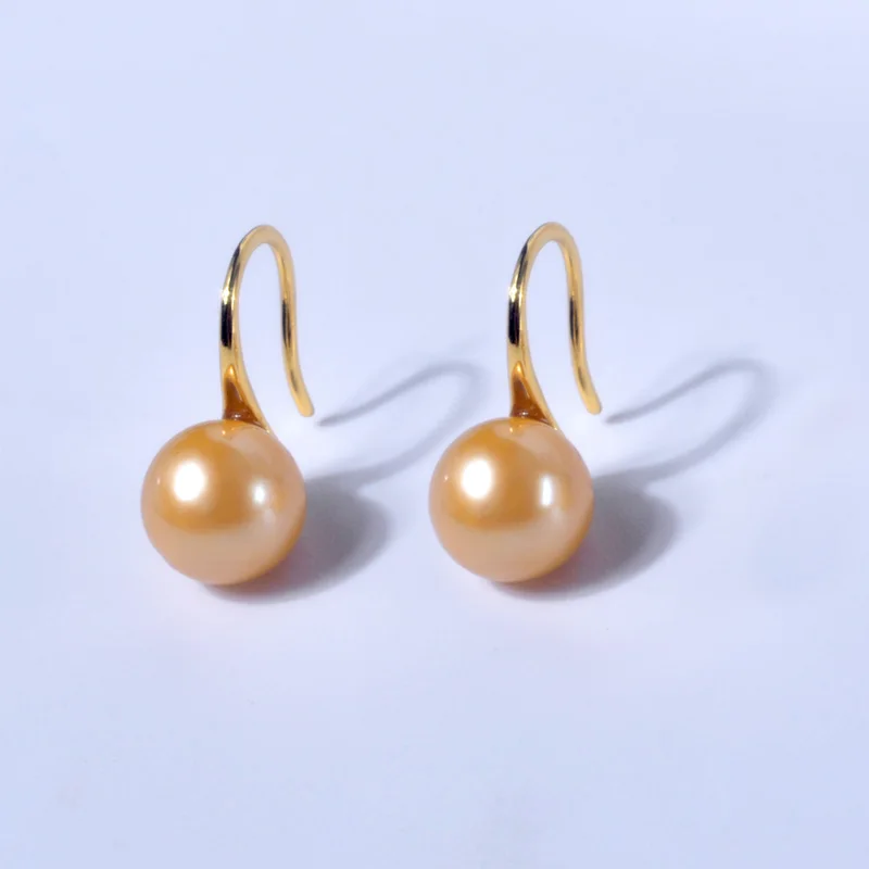 

NYMPH NEW Natural South sea Pearl S925 Earrings Fine Jewlery Round Wedding Party Gift For Women E617