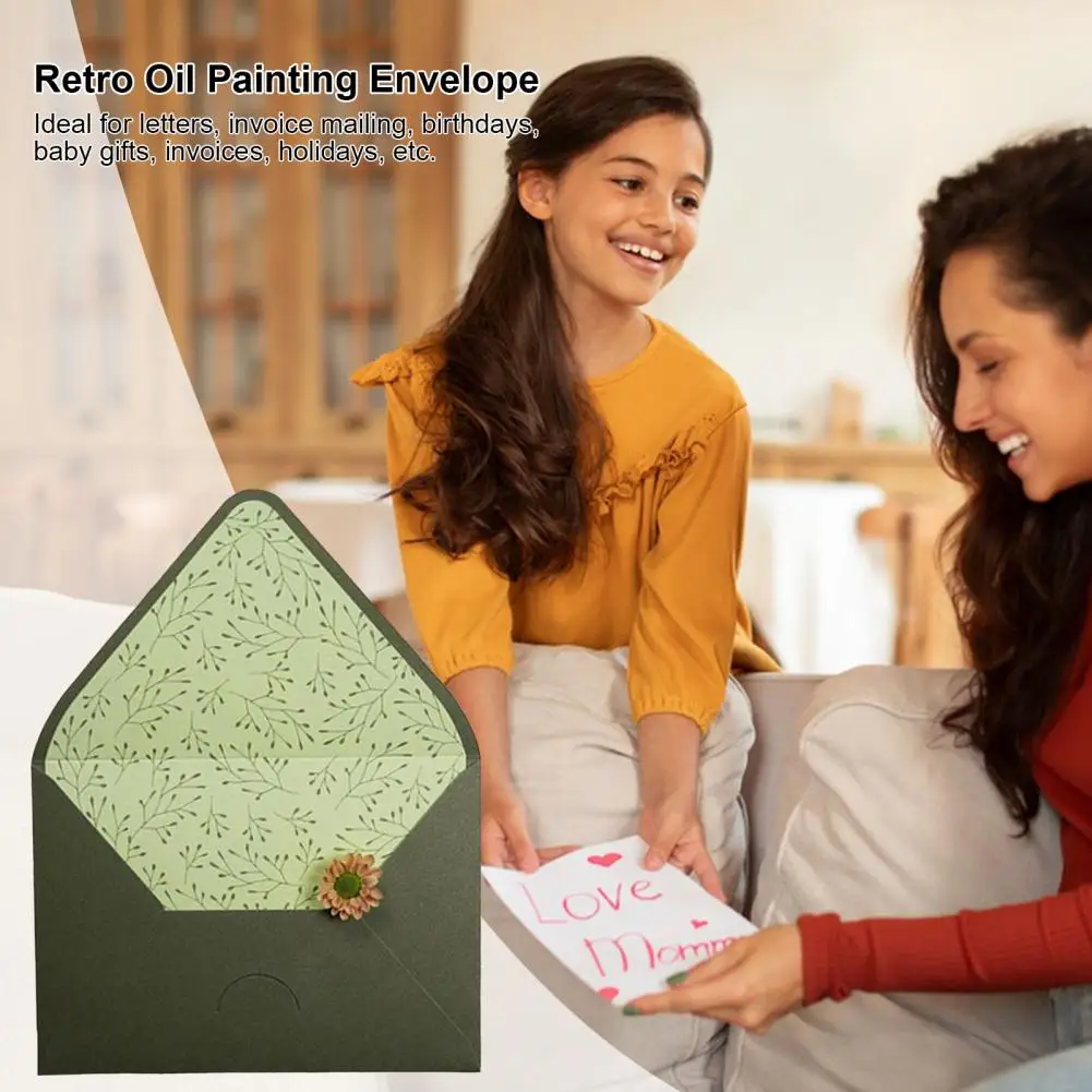 مظاريف رسم زيتي عتيقة ، ختم ذاتي ، أنيق ، أفوكادو أخضر ، حدود ذهبية ، مظاريف عمل للمكتب ، شيكات بريدية ، فواتير