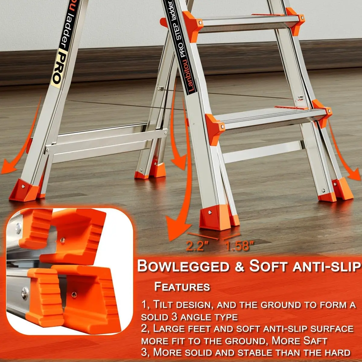 5 Step Ladder with Handrails, Anti-Slip Wide Pedal, Tool Platform, Folding Step Stool Step Ladder for Stairs Home Outdoor Work