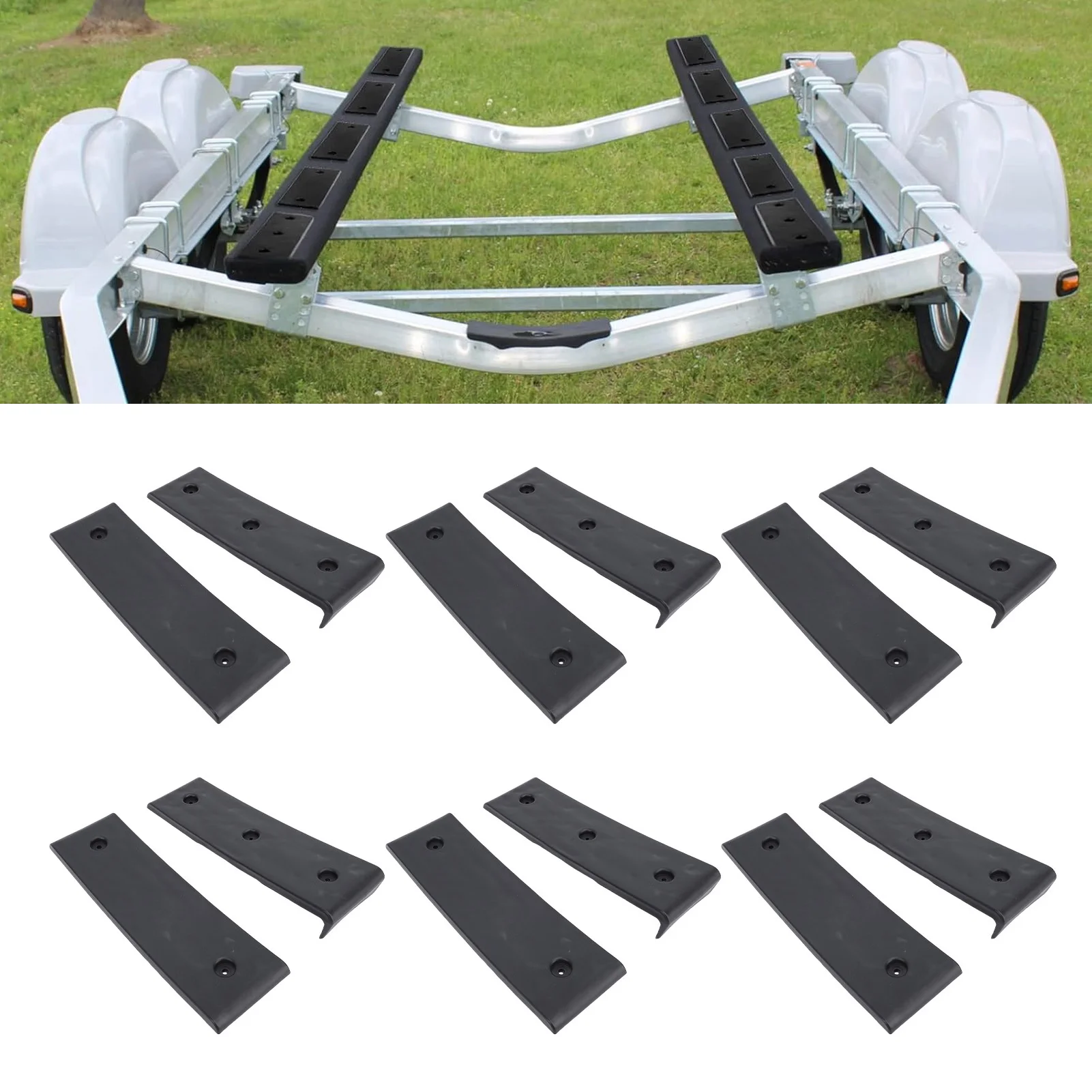 

10 Piece Black Boat Trailer Bunk Slides Pads Easier Launching Loading 3 X 10in Reduces Friction for Almost Any Bunk Trailer
