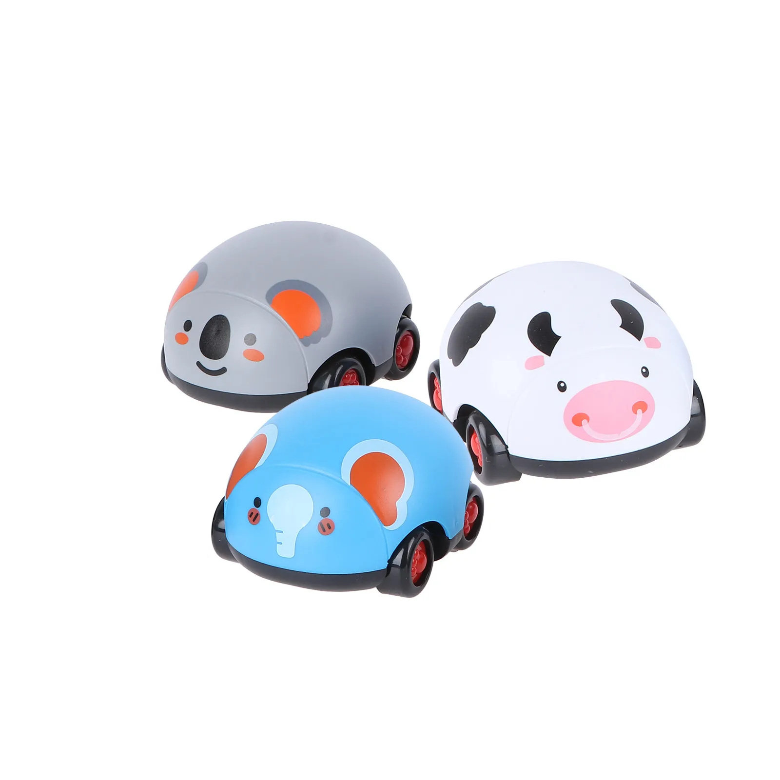 

3Pcs Cartoon Coasting Car Set Elephant Cow Koala Shape Kids Birthday Gift Press Driven Inertia Car for Hand Eye Coordination