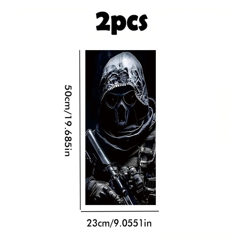 2 pieces of car B-pillar stickers Skull Masked Soldier Vinyl protective film