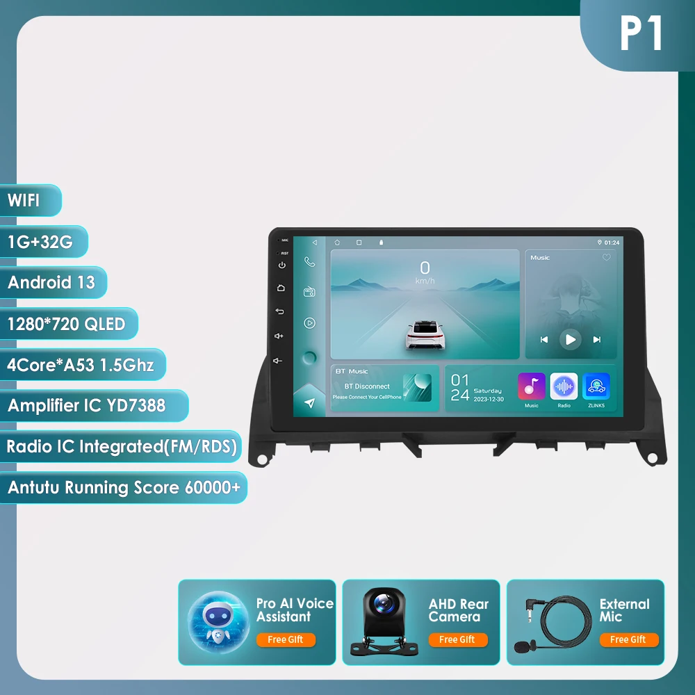 8-Core BySnapdragon 6115 door Qualcomm Autoradio Voor Mercedes Benz C Klasse W204 S204 2007-2010 Carplay Android Auto GPS multimedia