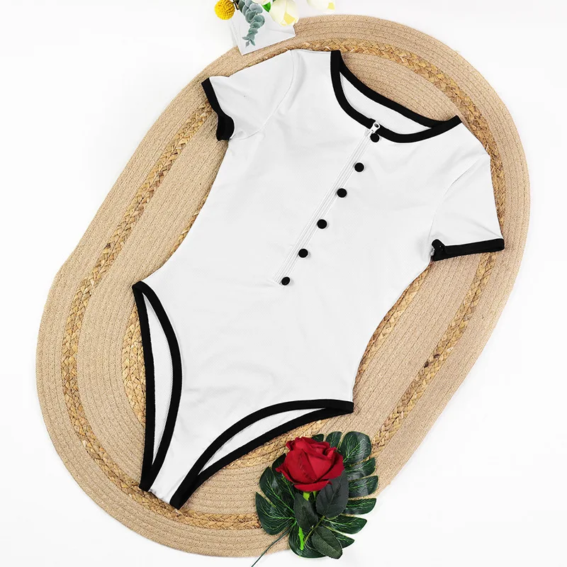 2026 Vintage Retro One Piece Swimsuit Solid Bikini Zipper Women's Bathing Suit Monokini Retro Swimwear for Female Beachwear