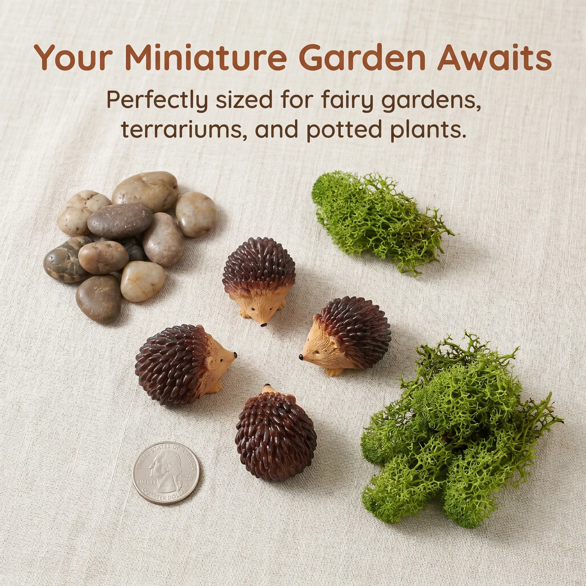 4Pcs Mini Resin Hedgehog Small Animal Statues for Plant Pots Garden Micro Landscape Table Decoration Outdoor Display