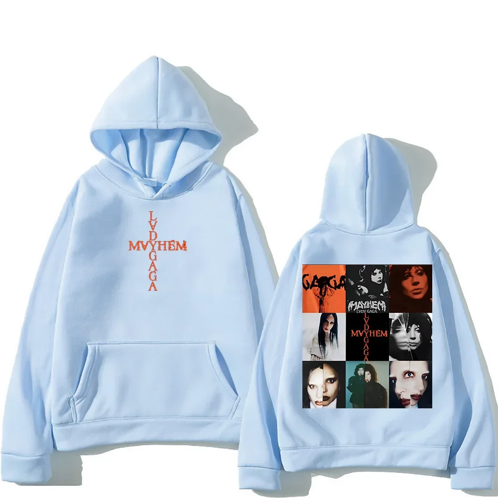 ليدي غاغا الفوضى ألبوم جديد 2025 هوديس موضة الرجال/النساء Harajuku ريترو الجرافيك البلوفرات الهيب هوب للجنسين بلوزات فضفاضة هودي