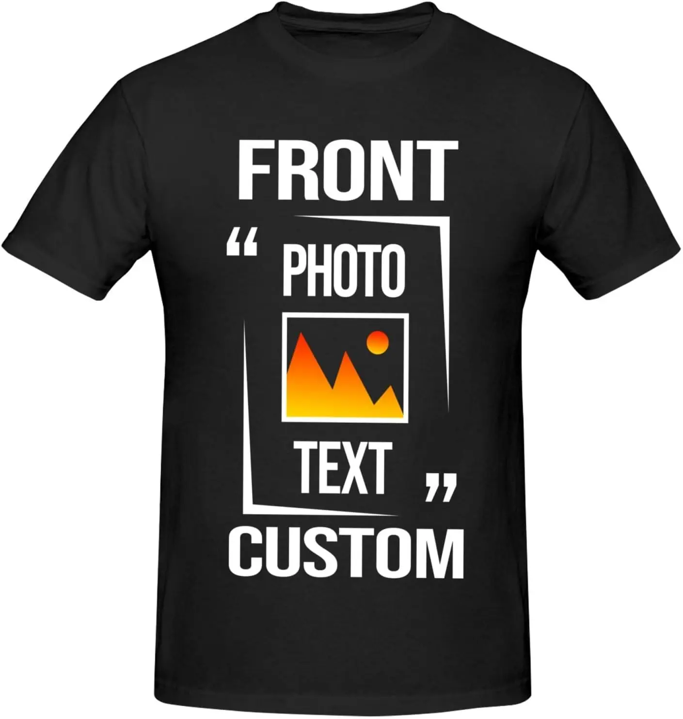 Custom T Shirts for Men Women, Personalized Design Your Own Black Cotton Shirt, Add Text Photo Logo Front/Back