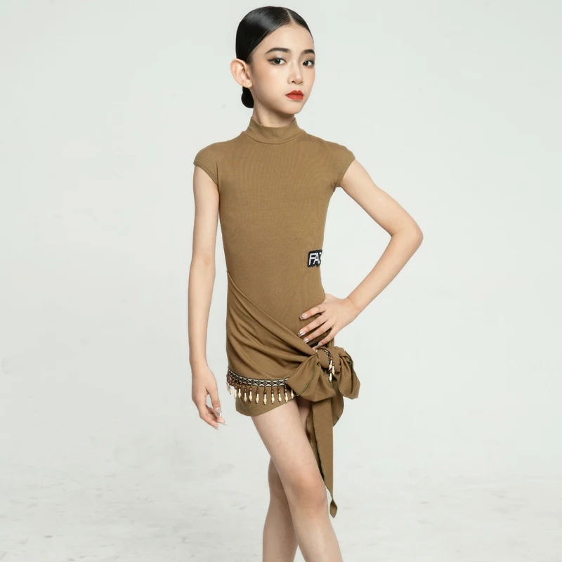 Vêtements de danse latine pour enfants, Costume de concours de danse latine pour filles, Costume de danse de spectacle Chacha Rumba SL12150