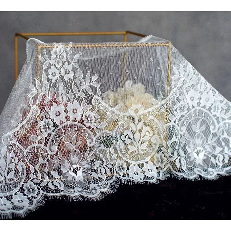 30CM Wide, Classic Single-sided Eyelash Lace Fabric DIY Clothing Hem Splicing Home Textile Decoration Wedding Dress Material