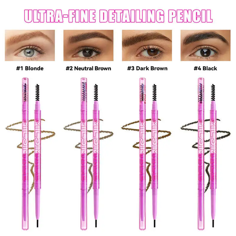 ดินสอเขียนคิ้ว MLSMILE 4 สี กันน้ำ กันเหงื่อ ดินสอเขียนคิ้วสองหัว ติดทนนาน ดีไซน์ธรรมชาติ สำหรับผู้หญิง รุ่นใหม่ปี 2025