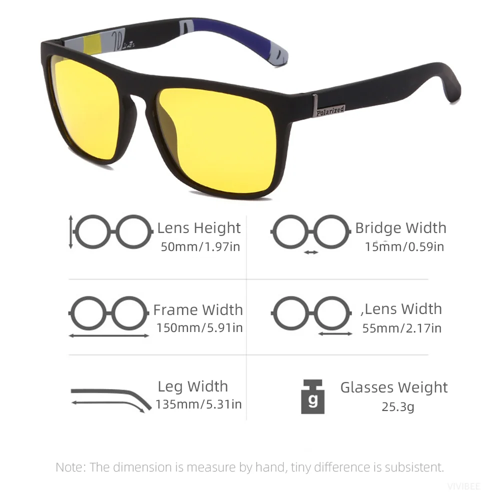 VIVIBEE Nachtsichtbrille Gelb Polarisiert UV400 Männer Platz Schutzbrillen Sport Frauen Blendschutz Auto Okulare – Detail 6