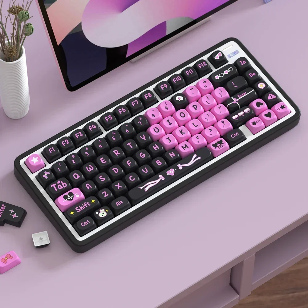 

Black powder keycaps, SOA-like high PBT five-sided sublimation personality creative mechanical keyboard girl cute keycaps