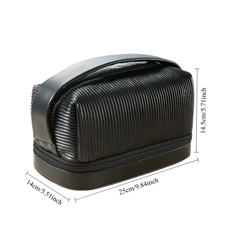 Doppels ch ichten schwarze Mesh Kosmetik tasche Reise tragbare große Kapazität Make-up Fall Organizer Aufbewahrung beutel Reiß verschluss Kultur beutel – Detail 32